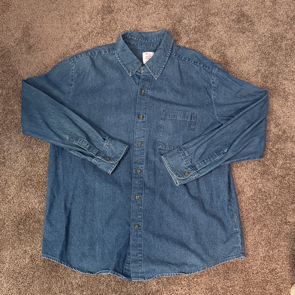 Casual Blue Denim Button-Down Shirt